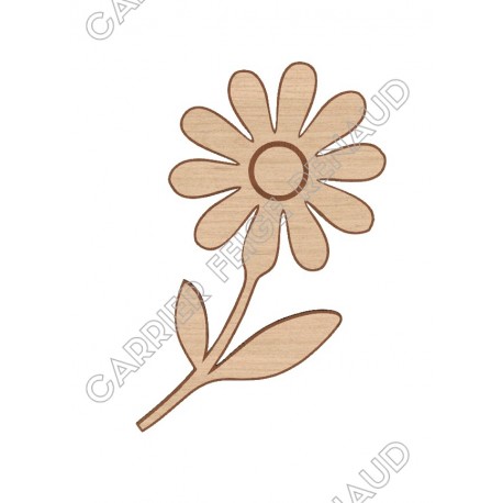 Fleur bois gravé