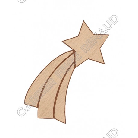 Étoile bois gravé