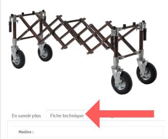 fiche technique: détails d'un chariot